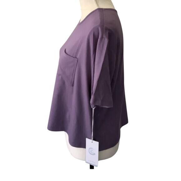 NWT! Johnny Was Calme Boxy Pocket Purple Casual Tee - Size Large - Picture 3 of 7